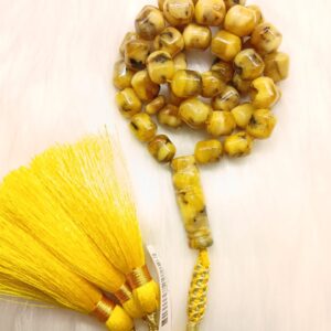 High Quality Barrel shape pressed Amber Misbah 40gm 45 Beads