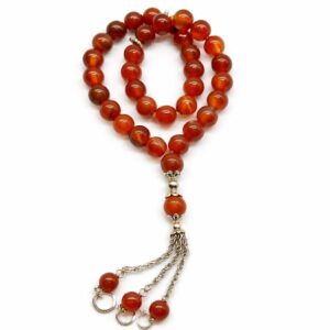 Yamani Aqeeq round beads Misbah 33 beads with metal Tassel for men or ladies