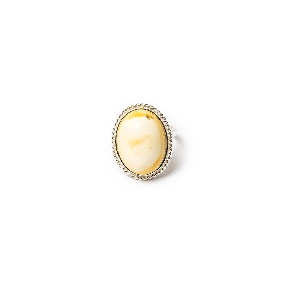 Natural white amber from Poland Ring