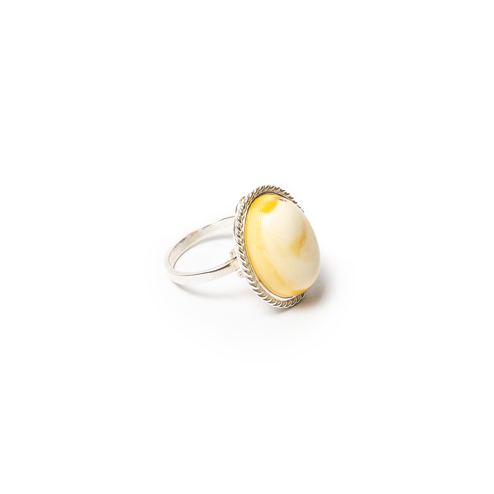 Natural white amber from Poland Ring - Image 2