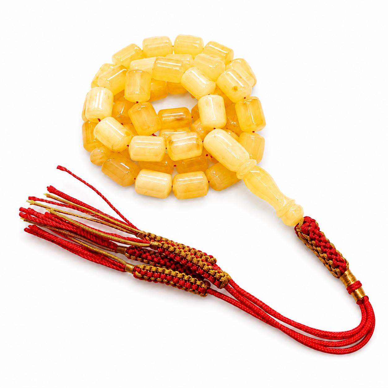 Golden Amber Misbaha – 48 Beads Natural Misbah 26gm