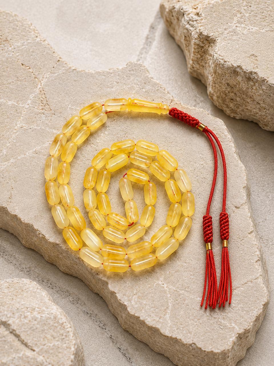 Emirati Heritage Yellow Amber Tasbih 24gm 8X13MM 48Beads - Image 3