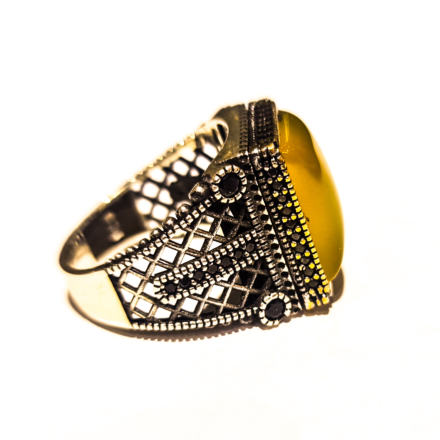 925 silver Garnet ( Aqeeq ) Sharaf Al Shams ring in Dubai - Image 3