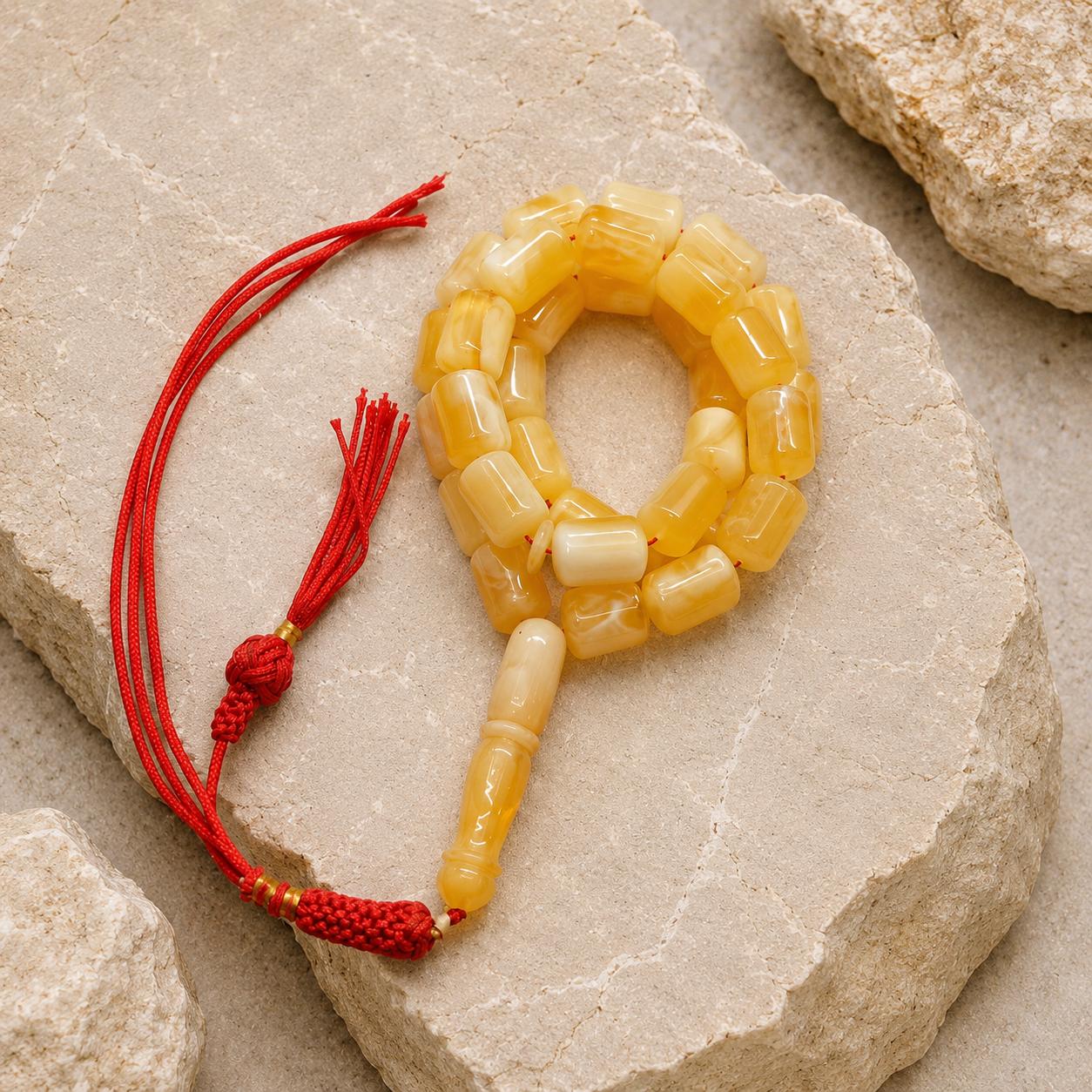 Natural Baltic Amber Misbah 33gm 33 beads 9X13mm - Image 2