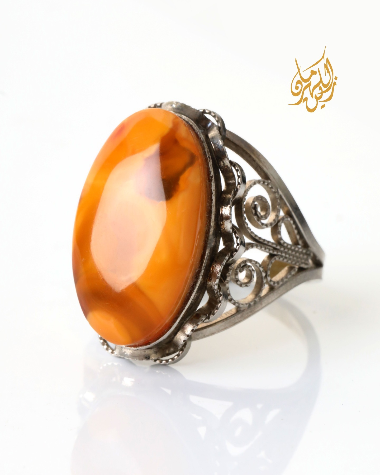 Natural Baltic Amber Ring for Men silver925 - Image 2