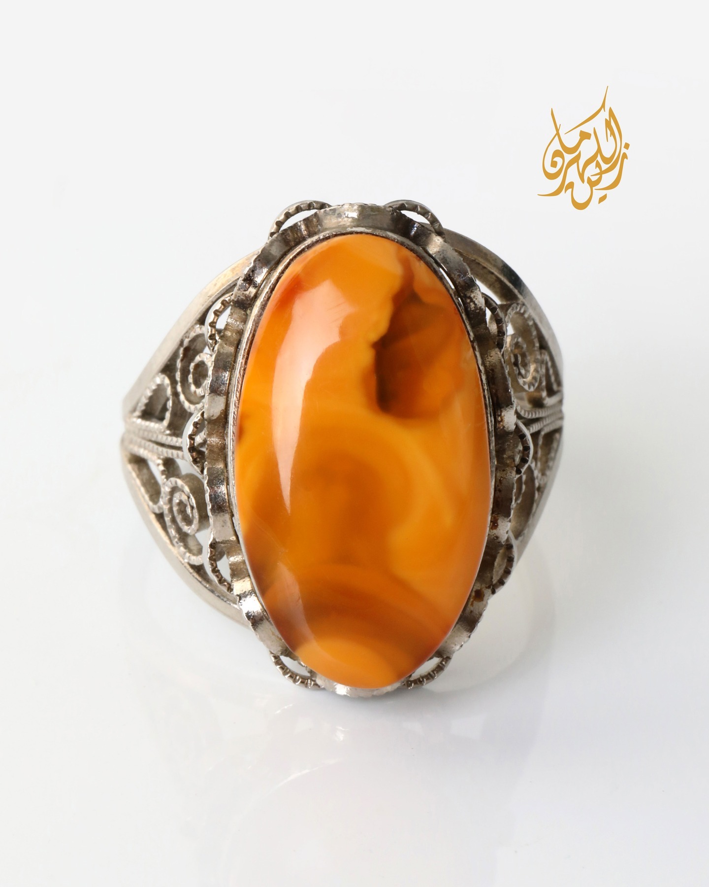 Natural Baltic Amber Ring for Men silver925