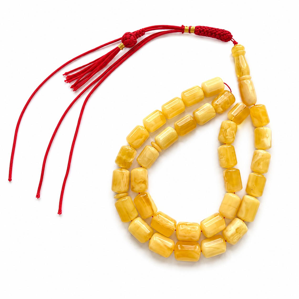 Natural Baltic Amber Misbah 33gm 33 beads 9X13mm