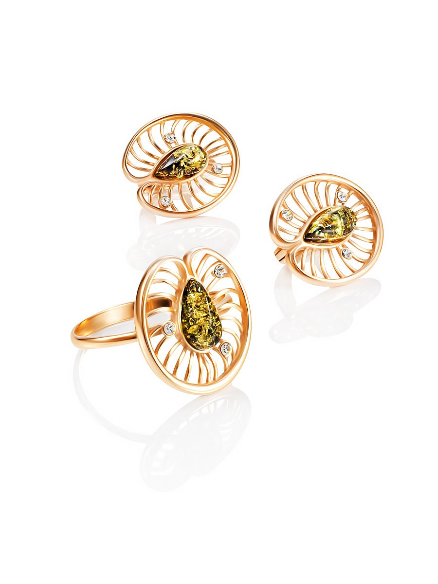 Luxurious ring with green amber "Amelia" 17 - Image 3