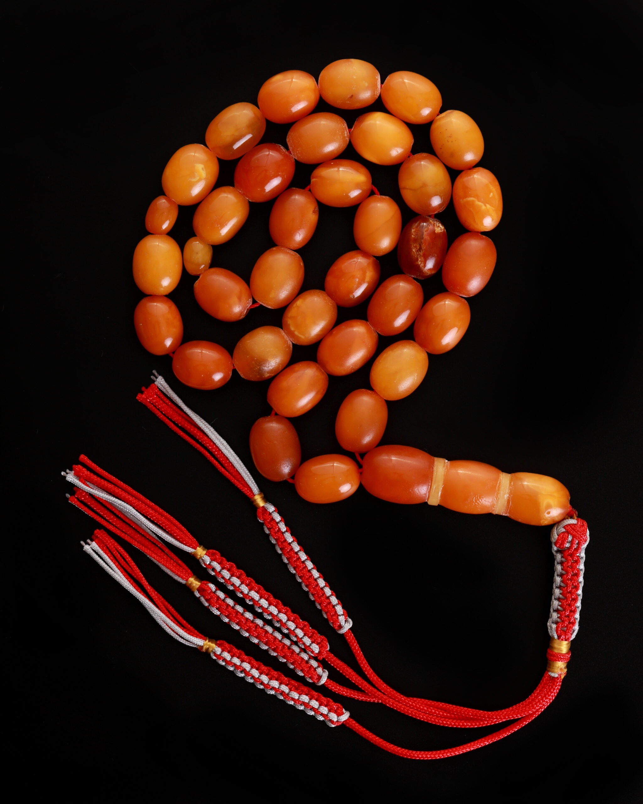 Old German Amber Misbah with Certificate 24g 33 beads olive shape - Image 3