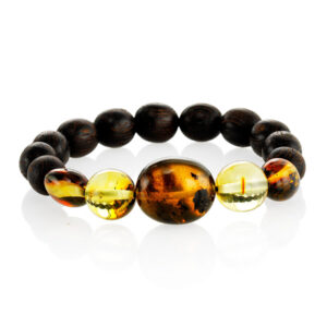 Bracelet in ethnic style made of amber and wood Cuba - Image 1