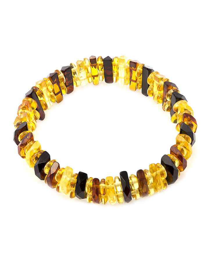 Bracelet made of natural Baltic amber Mandarin Diamond Variegated