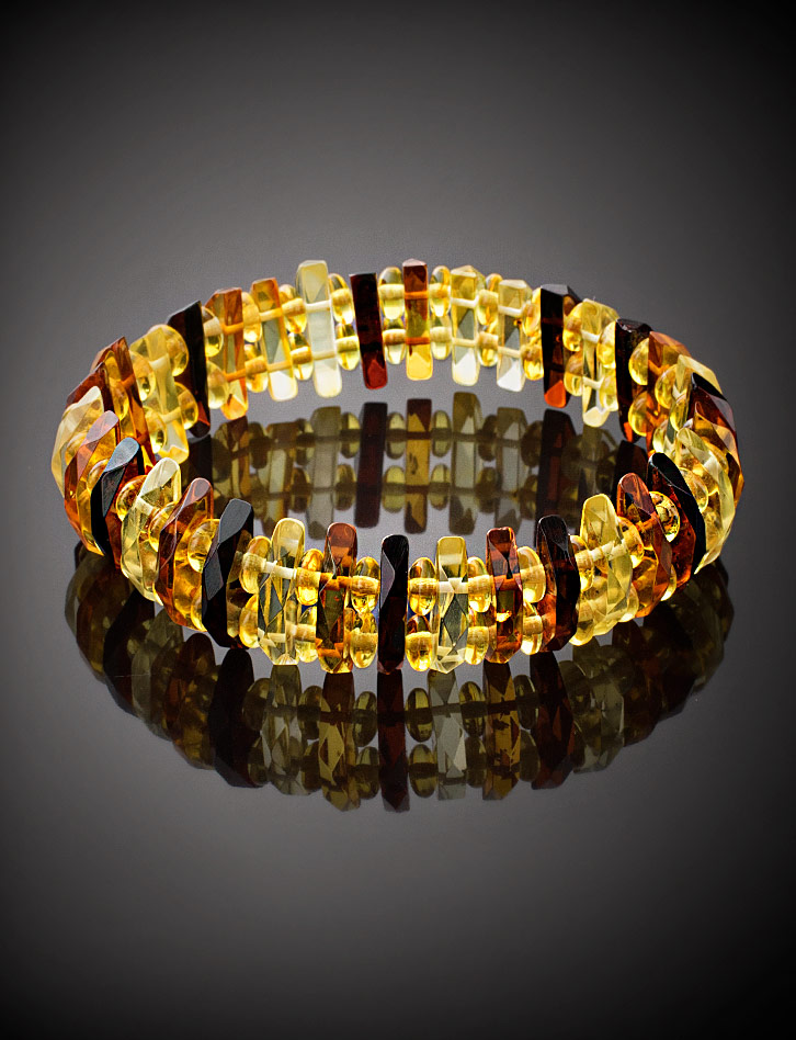 Bracelet made of natural Baltic amber Mandarin Diamond Variegated - Image 2