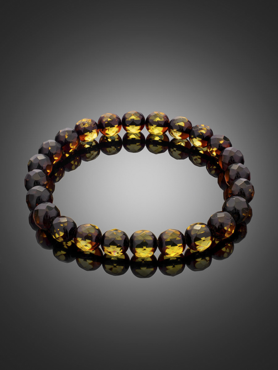 Bracelet made of natural solid amber Caramel diamond iridescent - Image 2