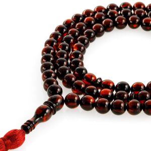 Natural Polish Misbah with 99 beads for Tasbih made of dark cherry color 21gm - Image 1