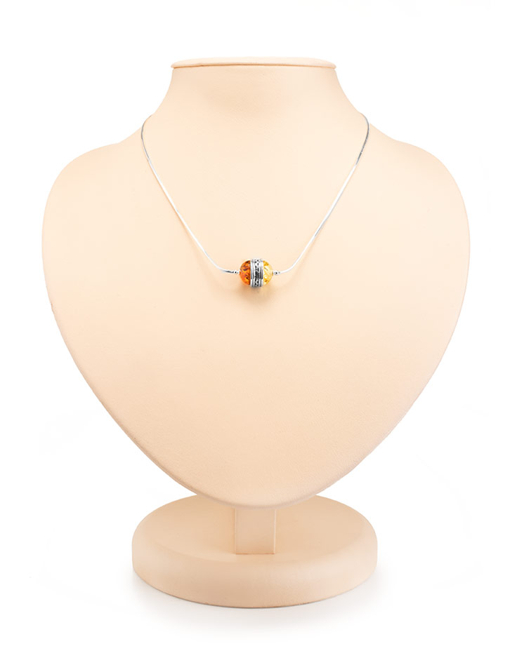 Chain necklace with charm made of natural amber of different shades Tais - Image 5