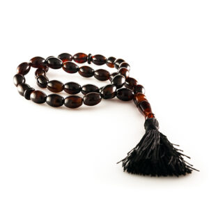 A Glossy Muslim rosary with 33 olive beads made of natural molded amber - Image 3