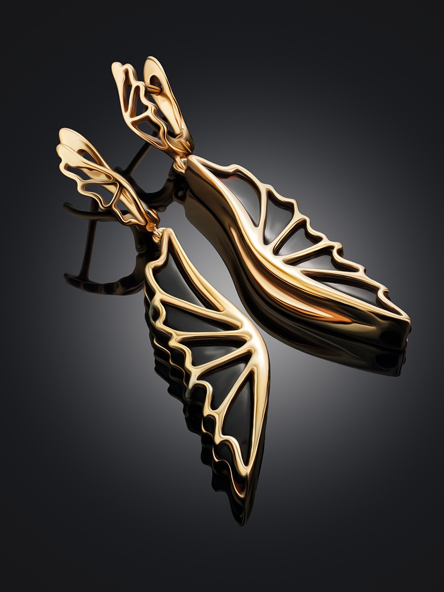 Beautiful elongated earrings made of cherry amber "April" - Image 3