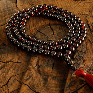 Natural Polish Misbah with 99 beads for Tasbih made of dark cherry color 21gm - Image 4