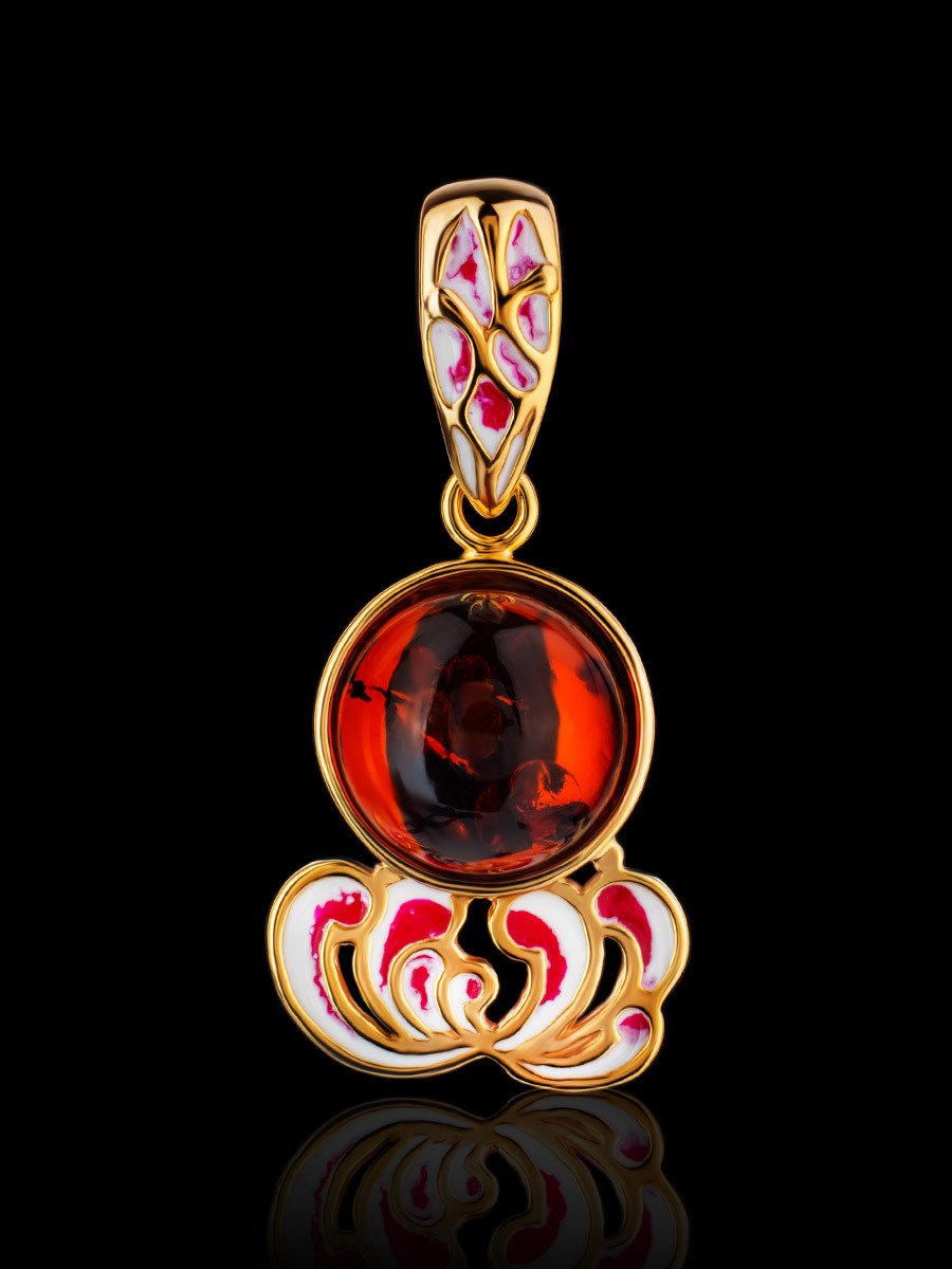 A beautiful pendant decorated with natural cognac amber "Suzdal" - Image 2