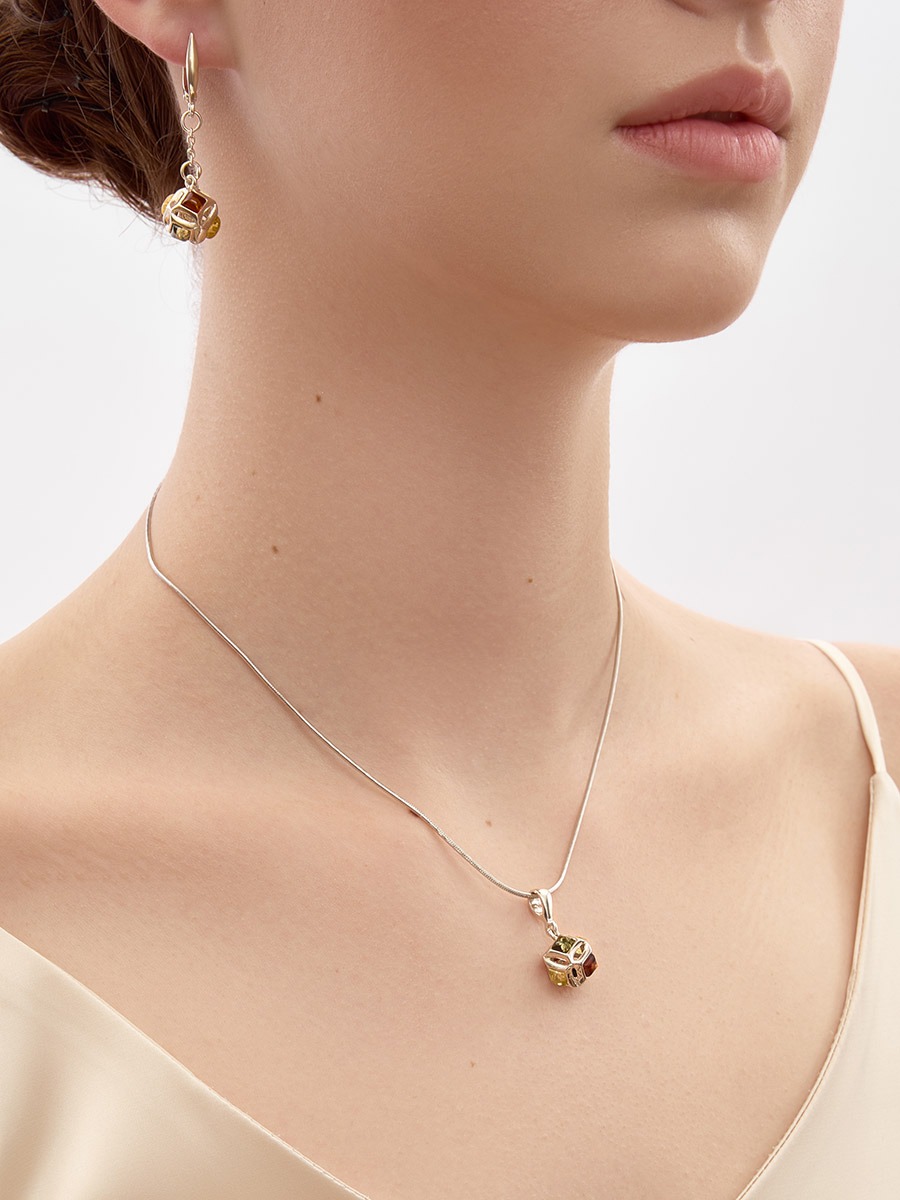 A bright pendant "Vernissage" decorated with amber of different shades - Image 3