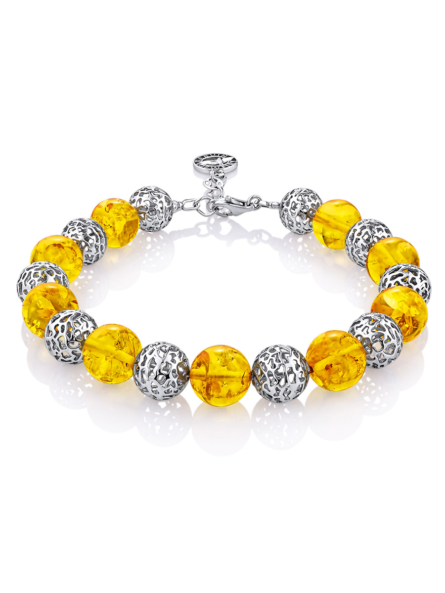 Openwork bracelet Aphrodite with molded lemon amber