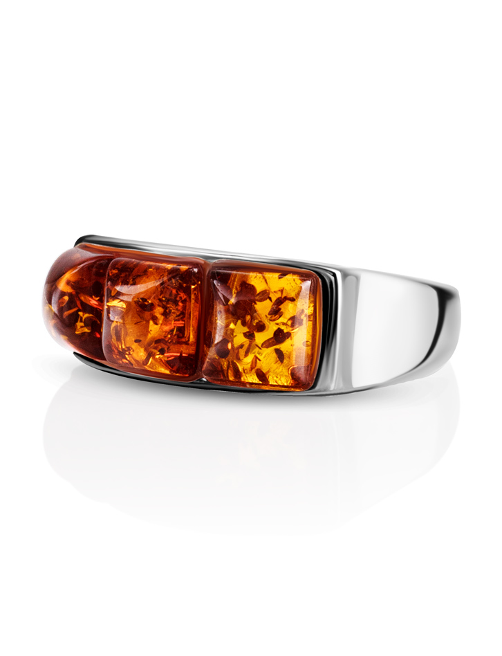 Ring with three inserts of sparkling amber Mosaic 16 - Image 3