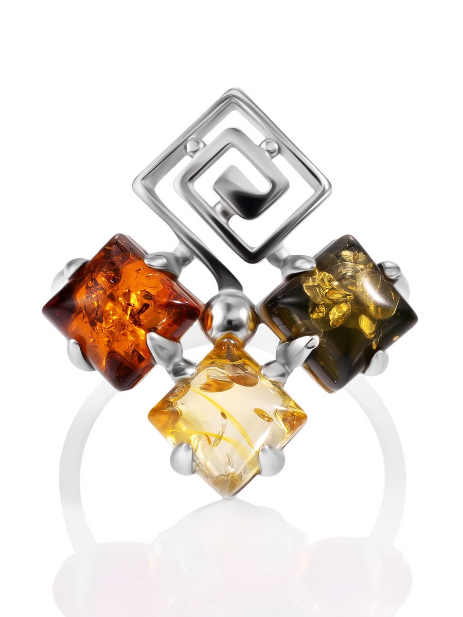 A bright and stylish ring called "Vernissage" with amber in three colors. - Image 2