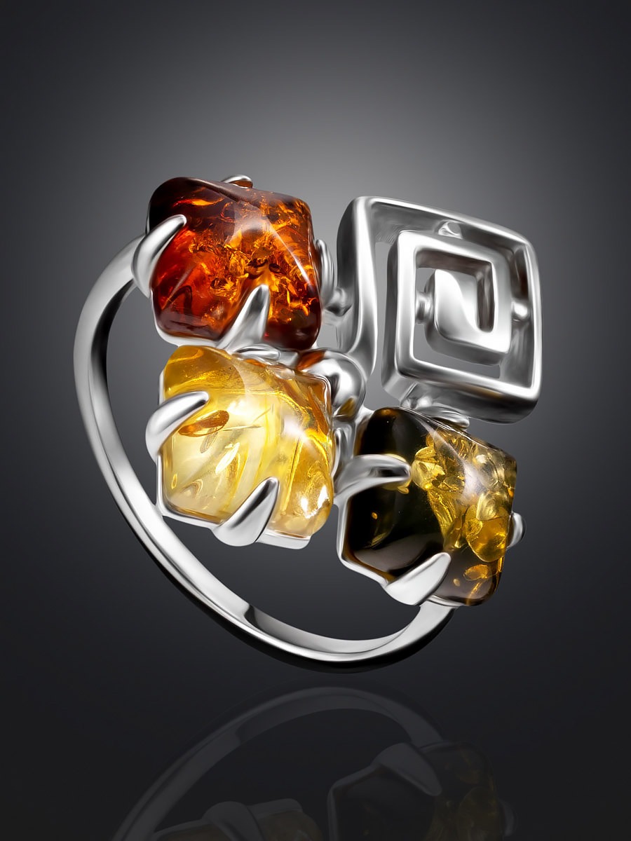 A bright and stylish ring called "Vernissage" with amber in three colors. - Image 3