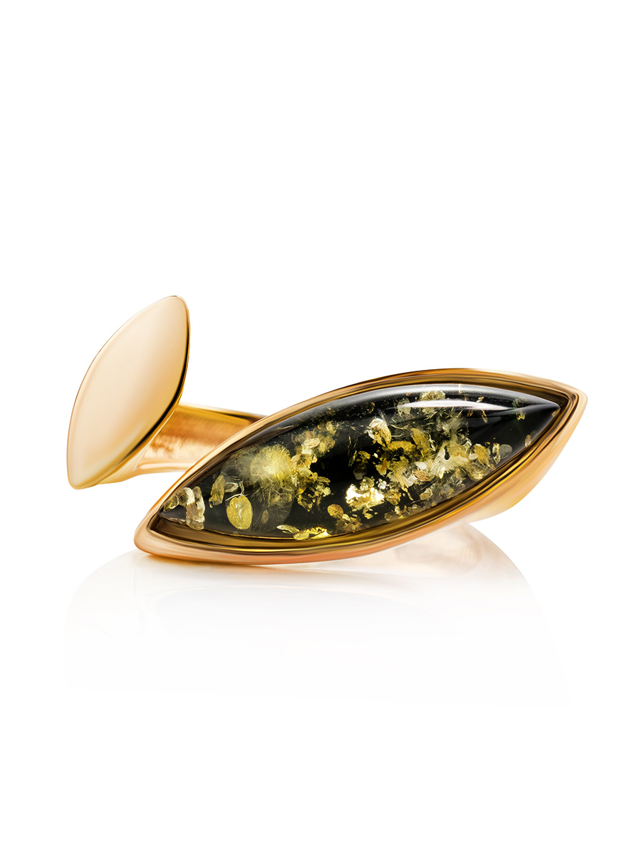 Stylish open ring Liberty with green amber 16.5 - Image 3
