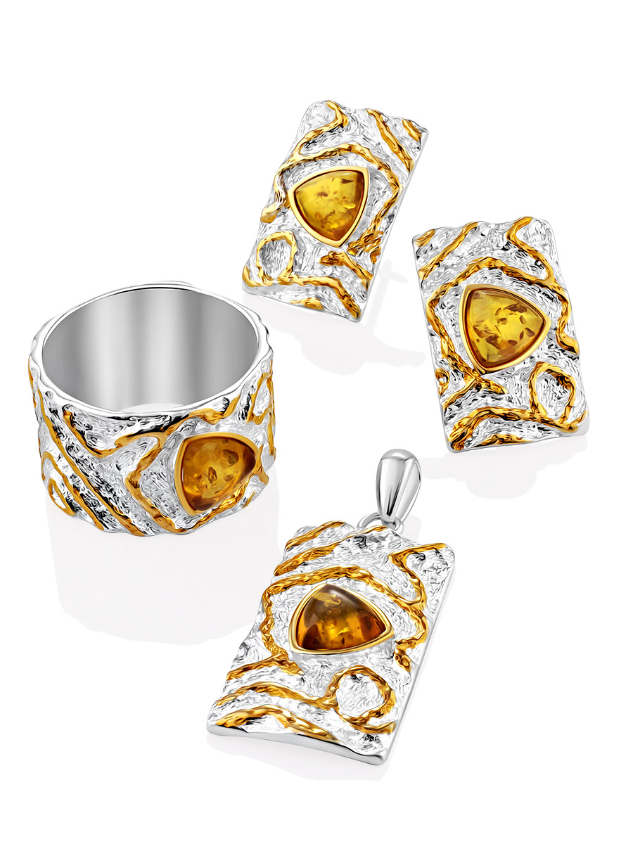 Luxurious wide ring with amber Eritrea - Image 2