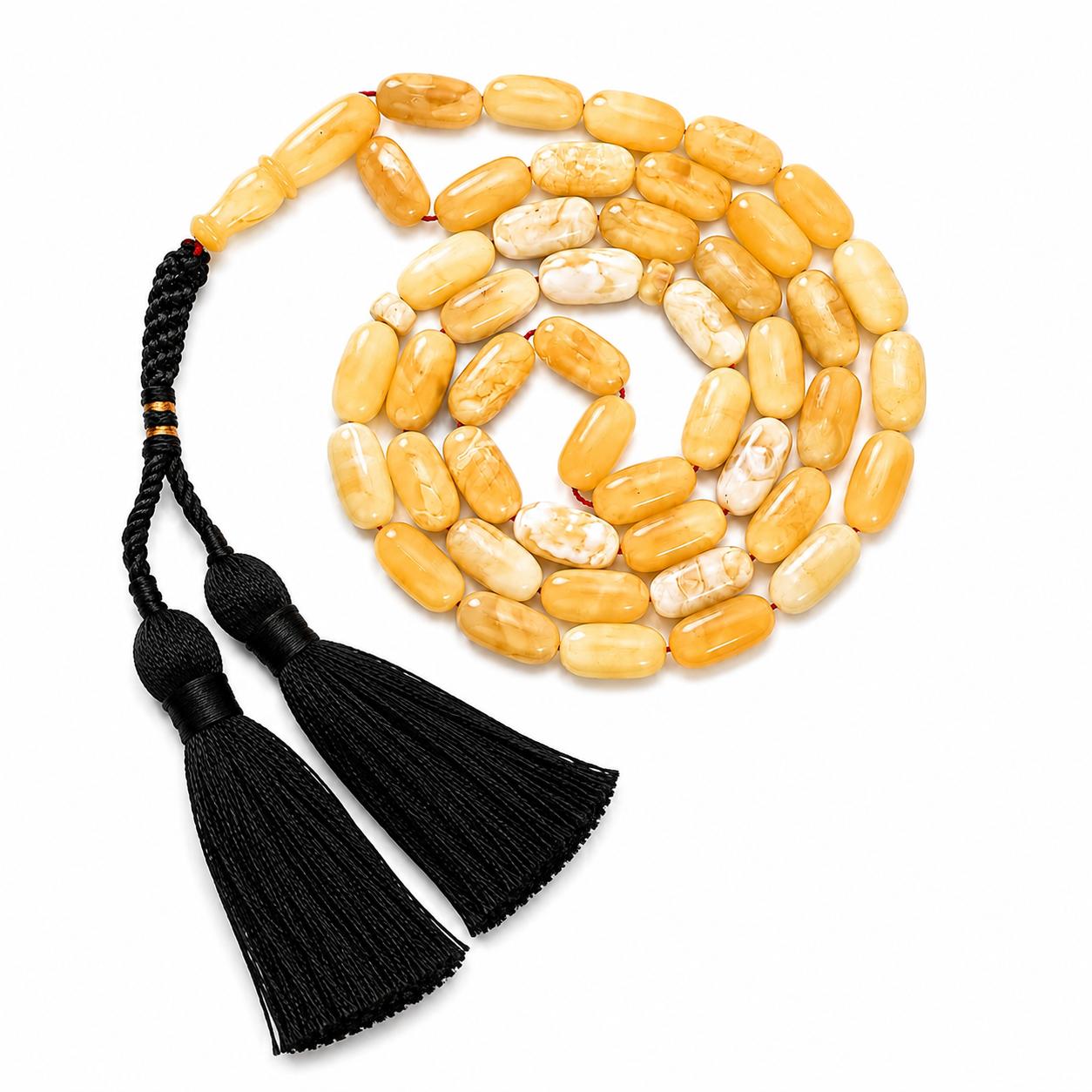 Desert Glow Amber Rosary – Premium Beads Misbaha 32g 51 Beads Polish Amber