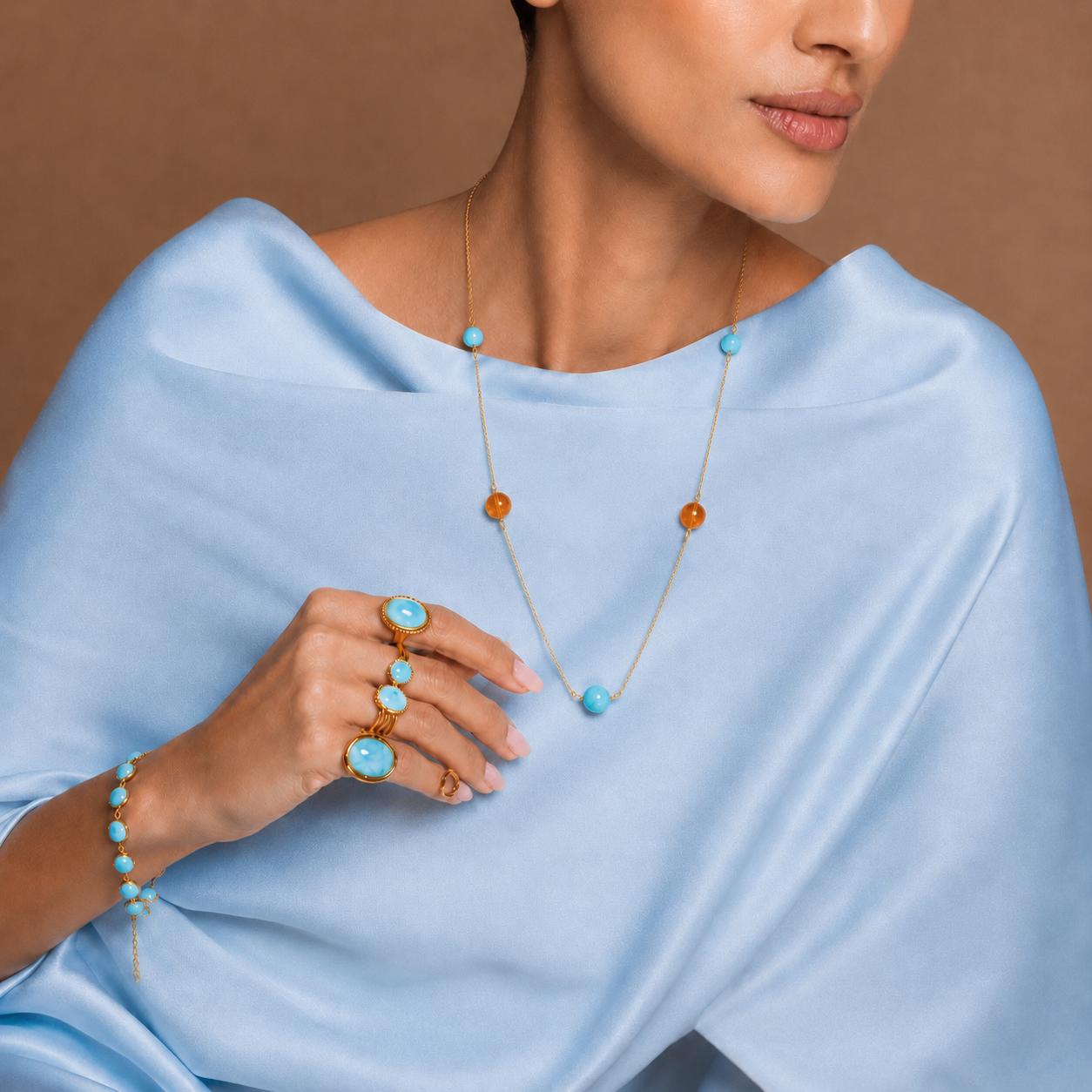 Amber&Turquoise Harmoney Neckless - Image 2