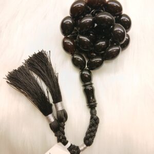 A Glossy Muslim rosary with 33 olive beads made of natural molded amber - Image 4