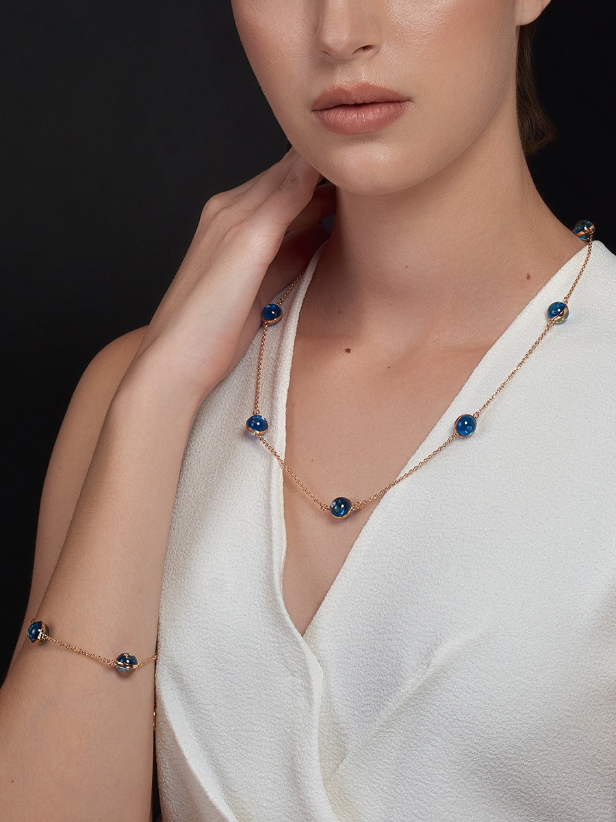Original chain necklace with blue amber "Sorbonne" - Image 2