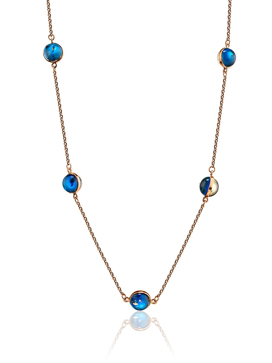 Original chain necklace with blue amber "Sorbonne"