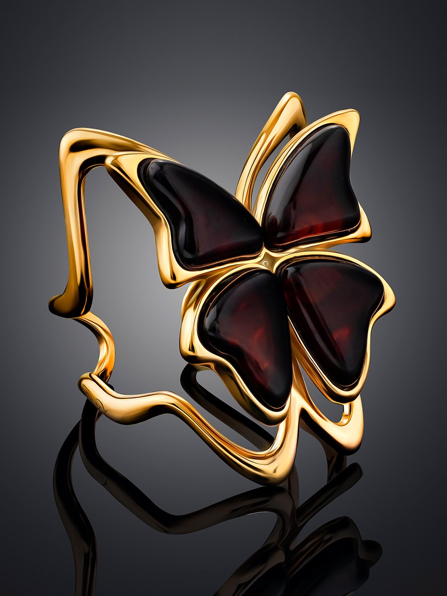 Cherry Amber Butterfly Ring "April"16 - Image 2
