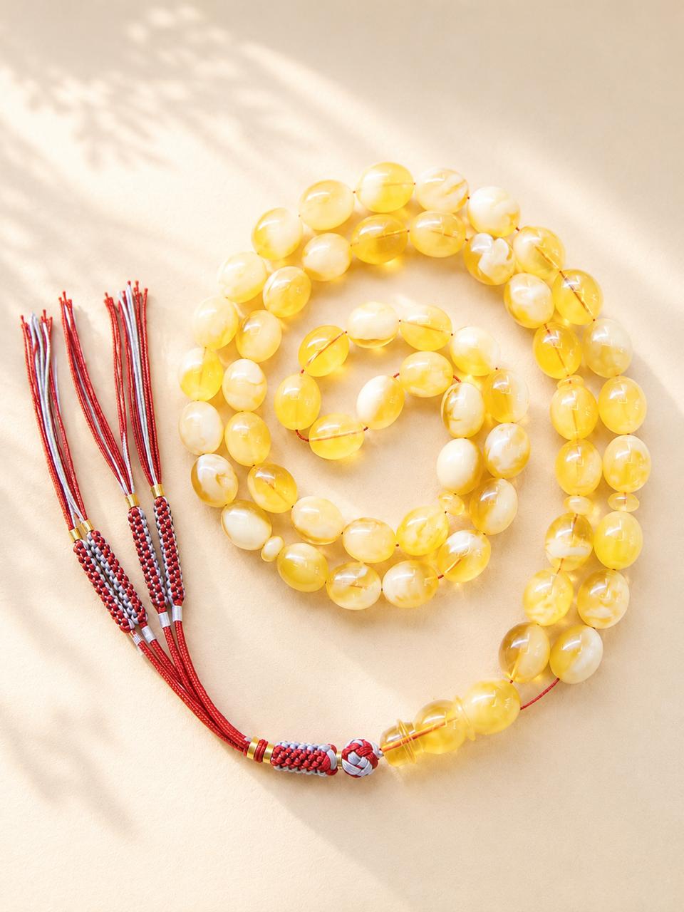 Misbah Monoosaf Polish Natural Baltic Amber with Certificate 43g 55 Beads - Image 3