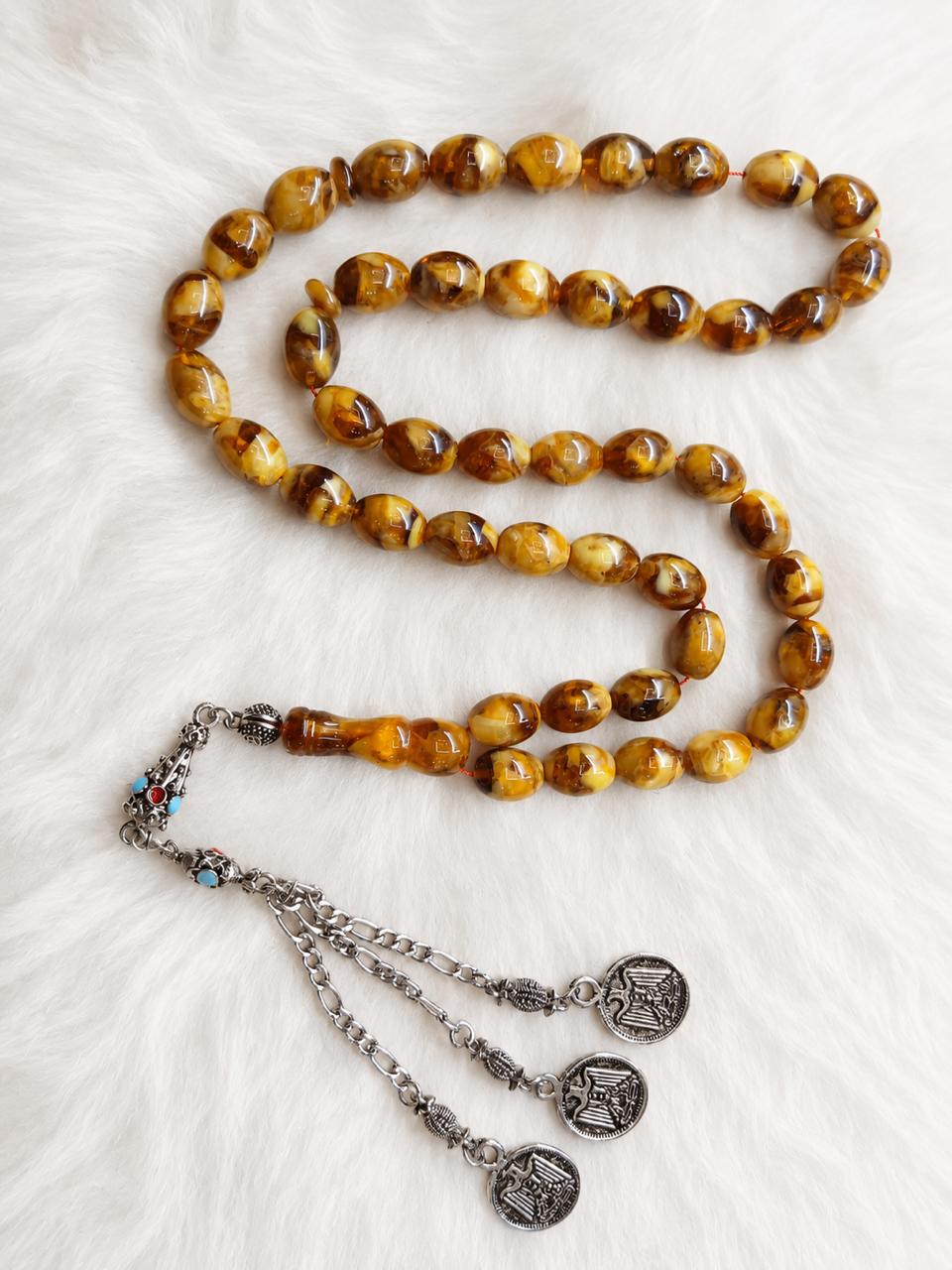 High Quality Natural Pressed Amber 40gm 45 Beads Tasbih - Image 2