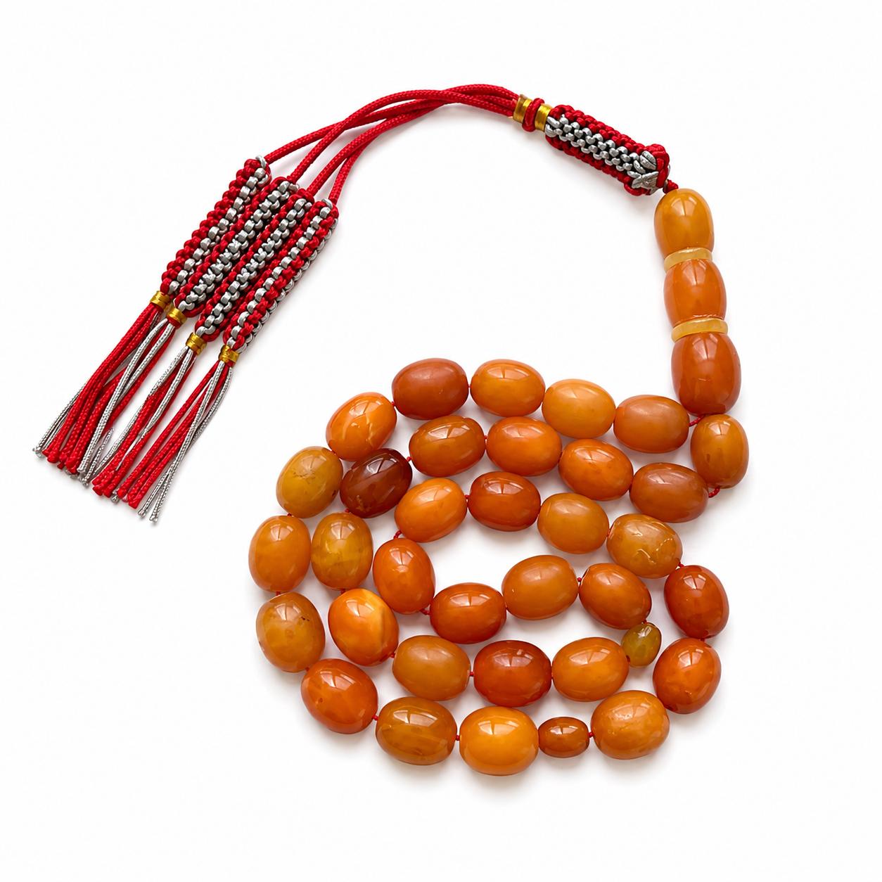 Antique German Amber Misbah 24g 33Beads 9X12mm