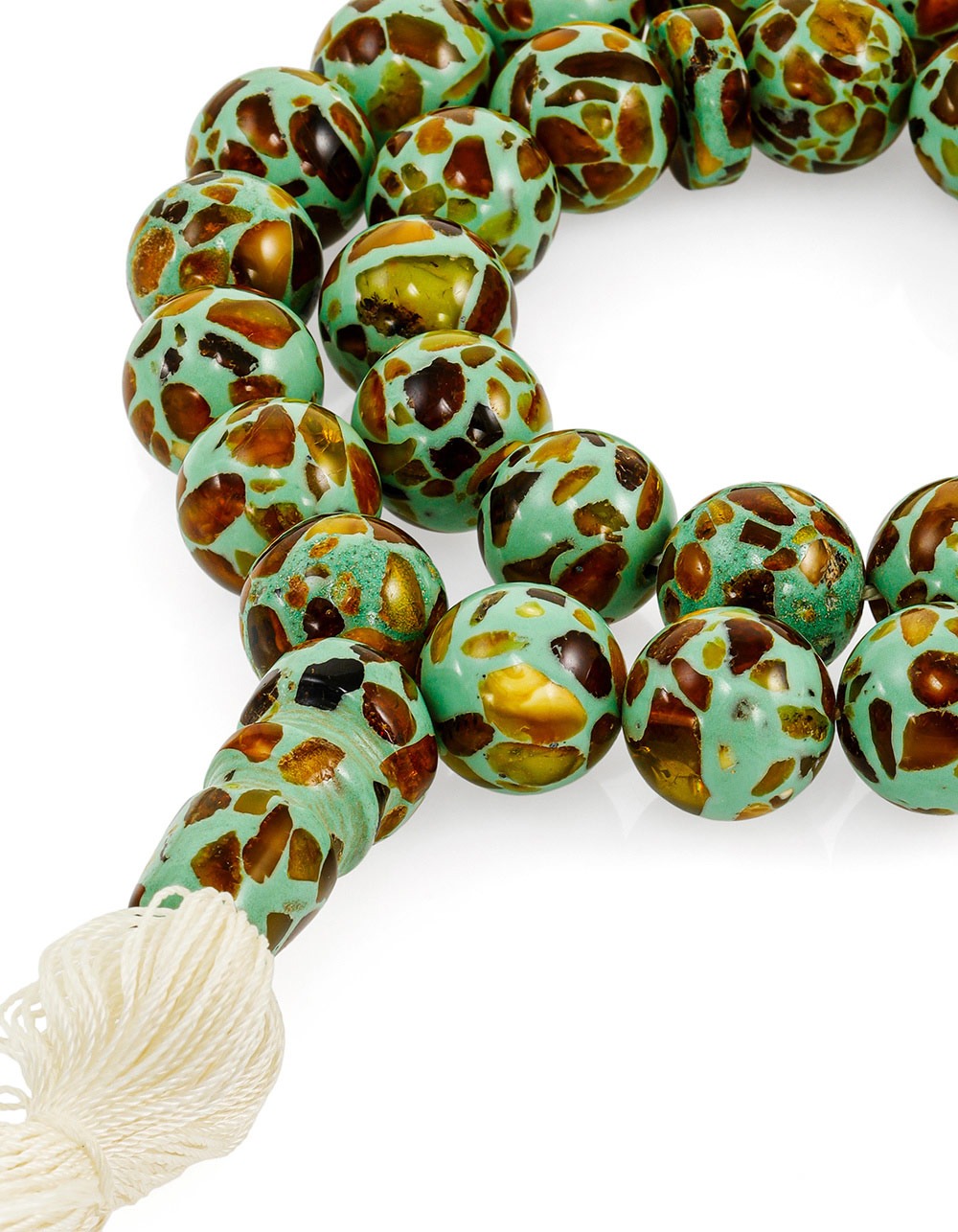 Muslim prayer beads with 33 amber mosaic beads "Dalmatian" - Image 3