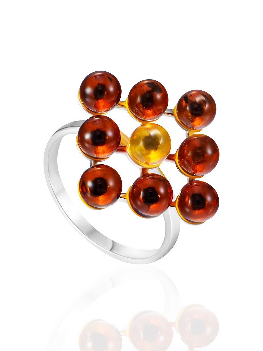 Ring with amber inserts "Mosaic" 16.5