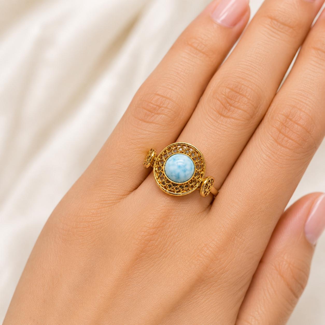 Ocean Weave Larimar Rings - Image 4