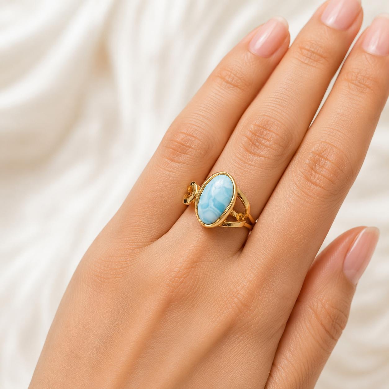 Ocean Weave Larimar Rings - Image 2
