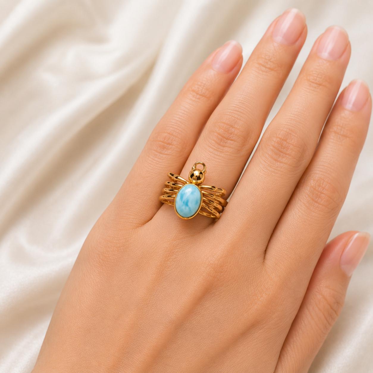Ocean Weave Larimar Rings - Image 6