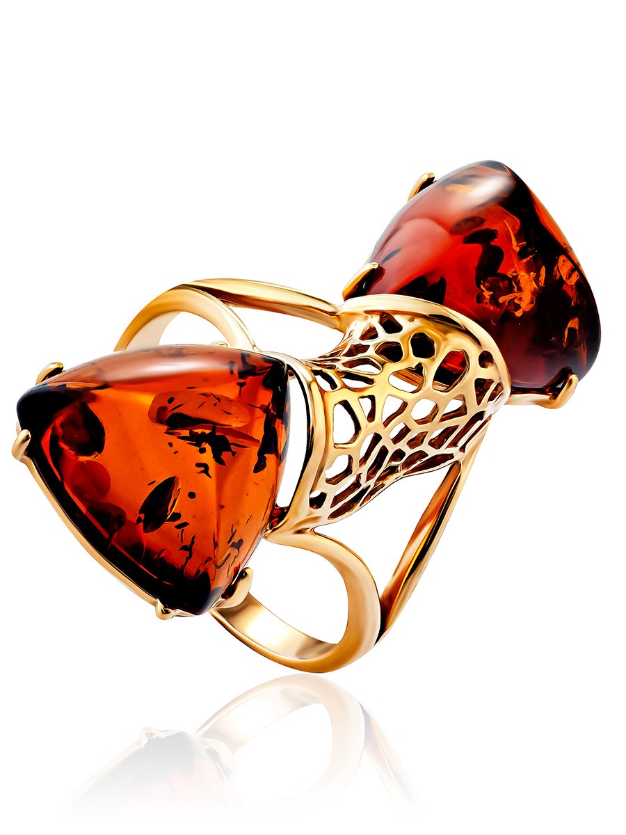 Large original ring made of natural amber "Kenya"