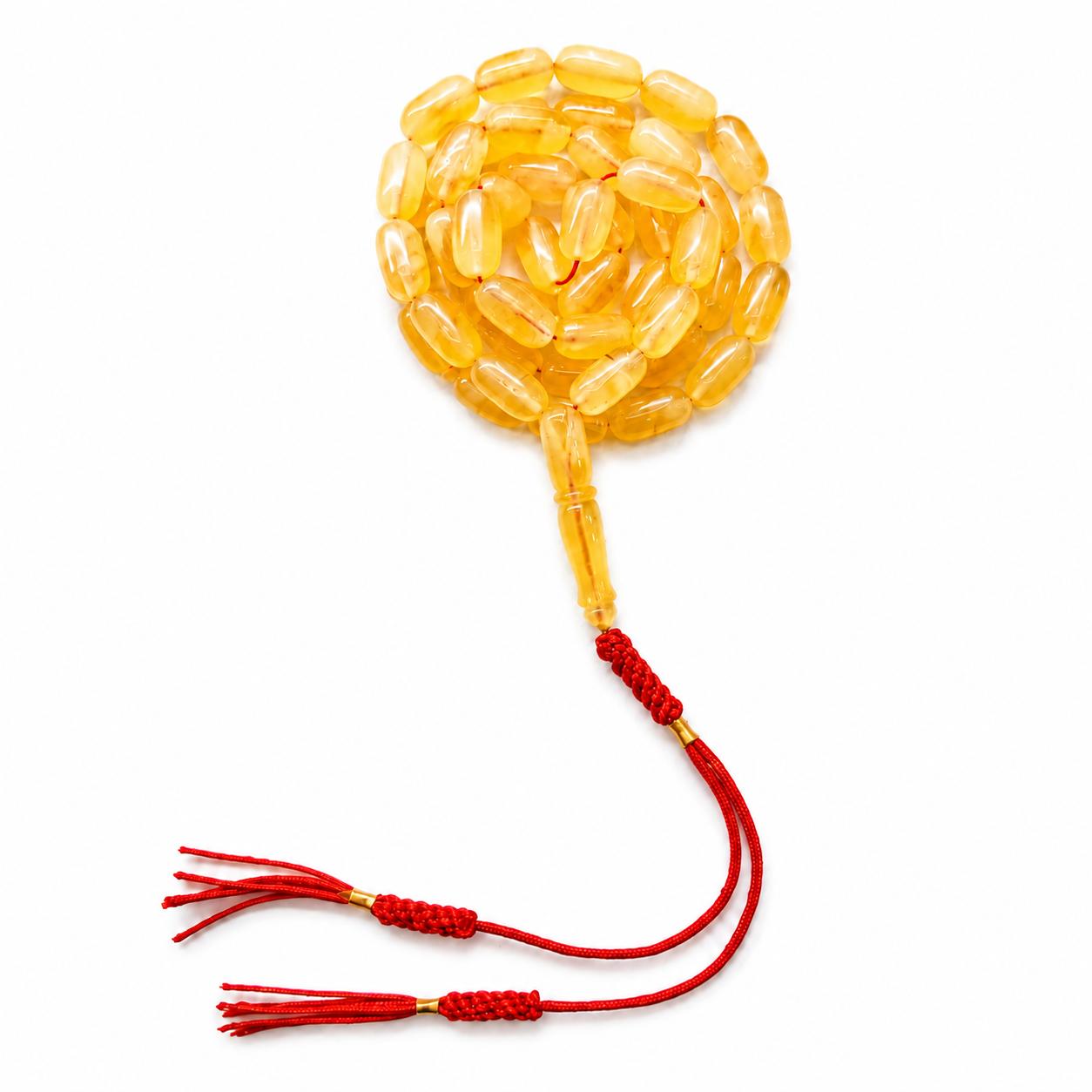 Emirati Heritage Yellow Amber Tasbih 24gm 8X13MM 48Beads
