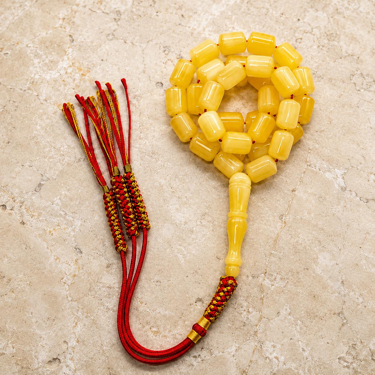 Golden Amber Misbaha – 48 Beads Natural Misbah 26gm - Image 2
