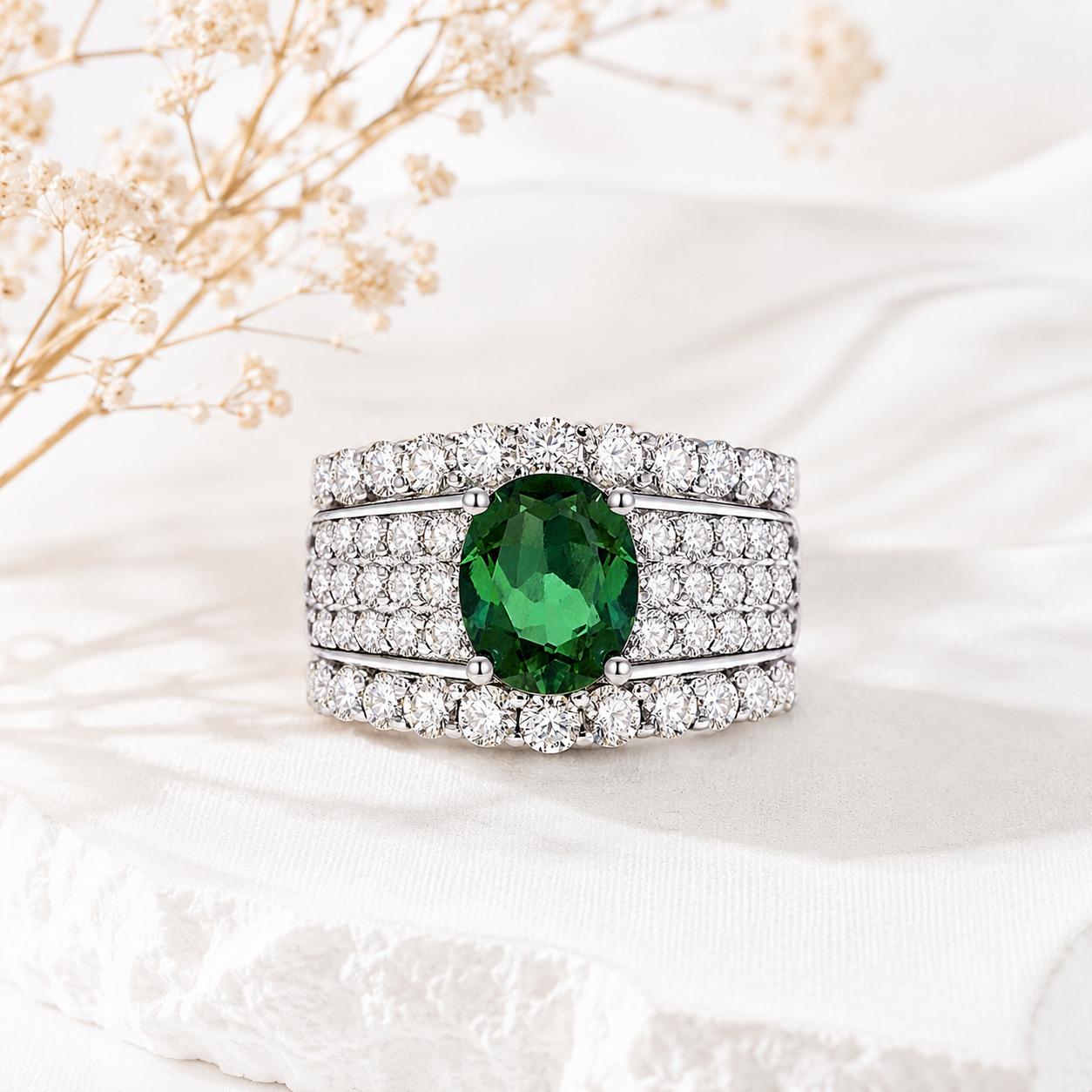 Regal Green CZ Ring