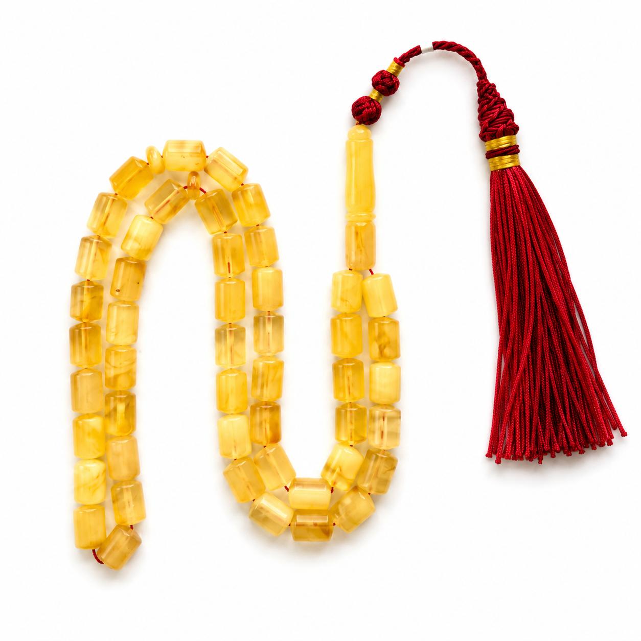 Natural Baltic Amber Misbah 23g 45Beads 7X10mm - Image 2