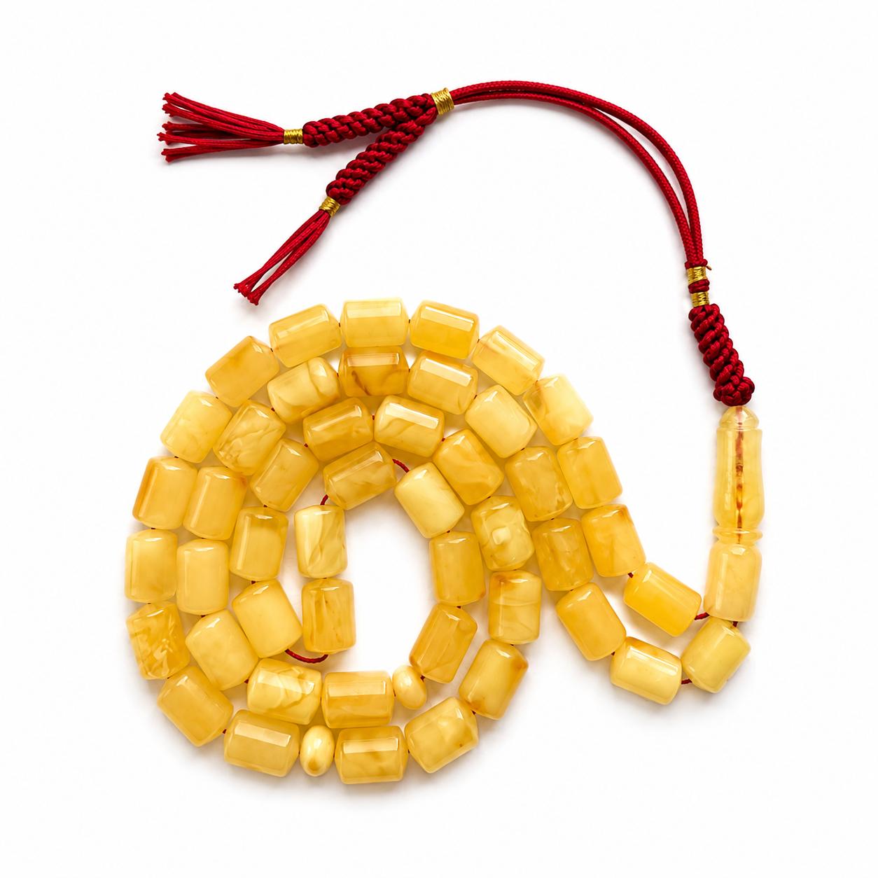 Natural Baltic Amber Misbah 22g 47Beads 7X11mm